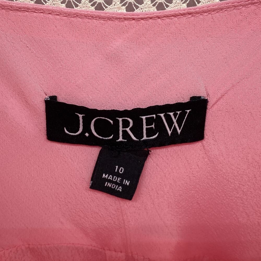 J.CREW Dress 10 Pintuck Lace Trim Slip Crepe de Chine Maxi Viscose Pink NEW - Picture 5 of 15